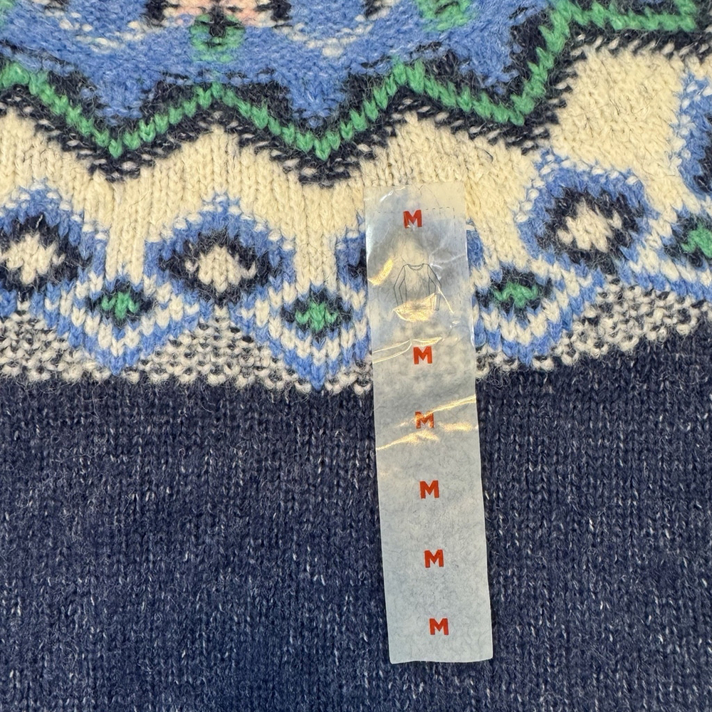 OLD NAVY Crew Neck Fair Isle Sweater Blue & Cream Size Medium - Picture 3 of 7